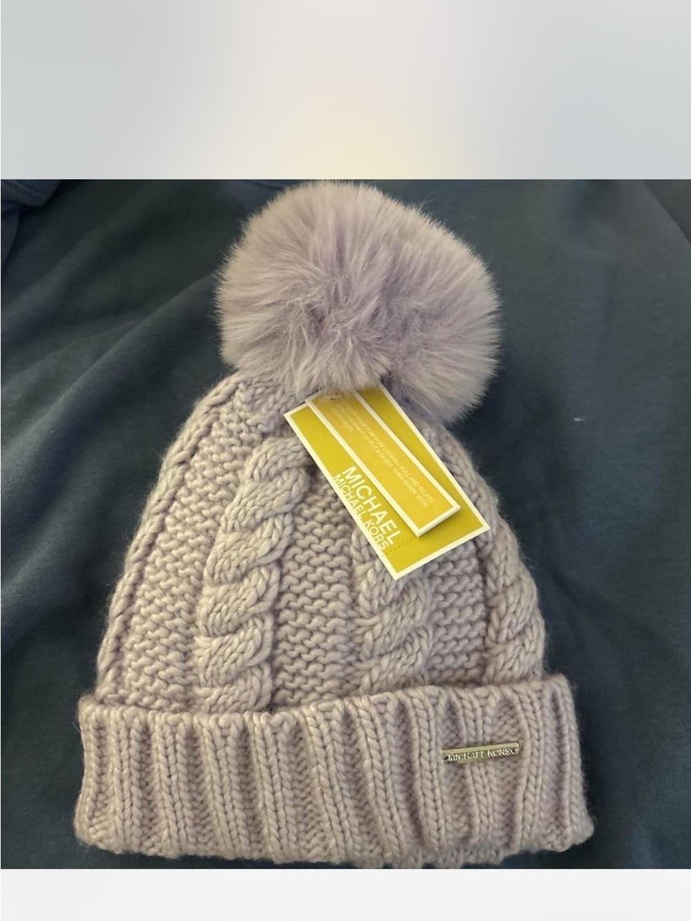 MICHAEL Michael Kors Dusty Pink Cable Knit Pom Hat